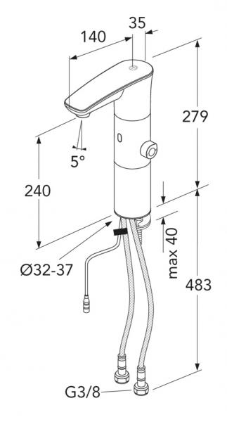 Gustavsberg Sensoric 1.0 ber&oslash;ringsfri vandhane - h&oslash;j model - Mat sort