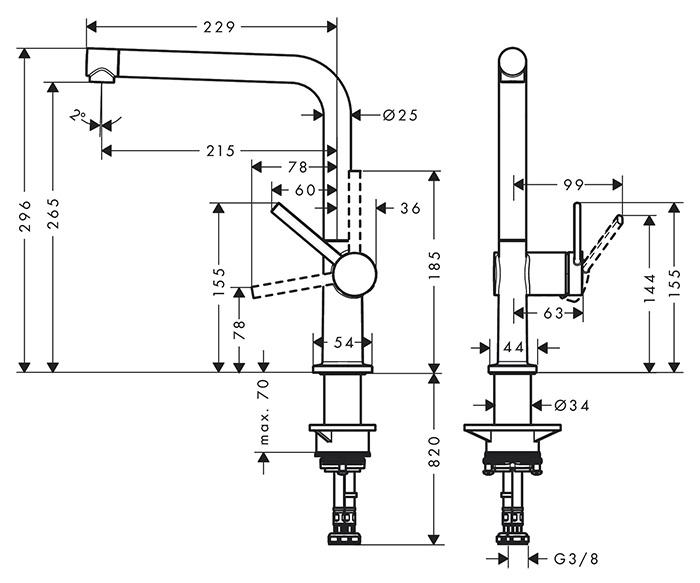 hansgrohe Talis M54 k&oslash;kkenarmatur m/L-tud - Mat sort