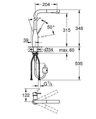 Grohe Essence New k&oslash;kkenarmatur m/udtr&aelig;k - Supersteel