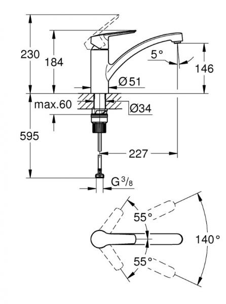 Grohe Start køkkenarmatur m/svingtud - Krom Grohe Start køkkenarmatur m/svingtud - Krom