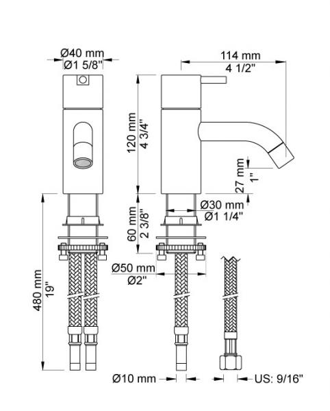 Vola HV1 h&aring;ndvaskbatteri - Krom