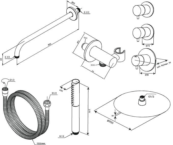 Damixa Iris XS 1 300 bruses&aelig;t til indbygning - B&oslash;rstet grafitgr&aring;