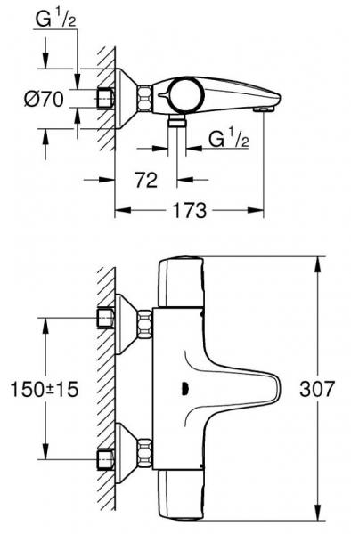 Grohe Precision Trend badekararmatur m/termostat - Krom