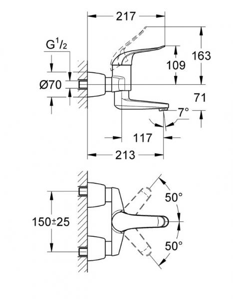 Grohe EuroEco Special væghængt håndvaskarmatur - Krom Grohe EuroEco Special væghængt håndvaskarmatur - Krom