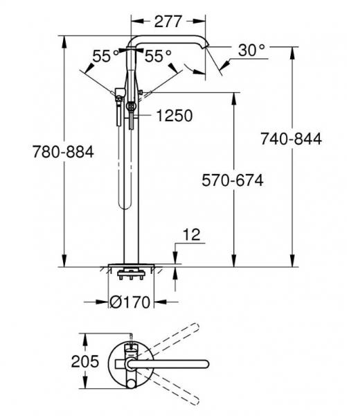 Grohe Essence fritst&aring;ende badekararmatur - Steel