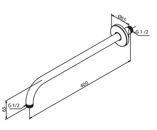 Damixa v&aelig;gmonteret brusearm 400mm - Steel