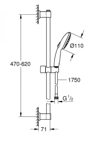Grohe Vitalio Start 110 bruses&aelig;t 2 sprays m/WaterSaving - Mat sort