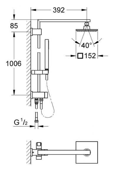 Grohe Euphoria Cube 150bruses&aelig;t m/omskifter