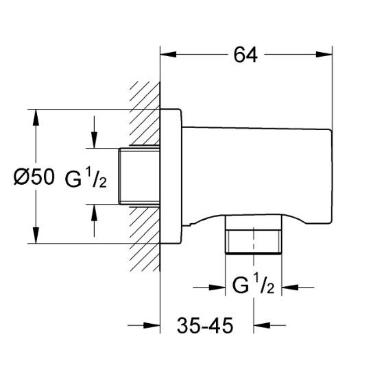 Grohe Rainshower tilslutningsb&oslash;jning til bruseslange - Mat sort