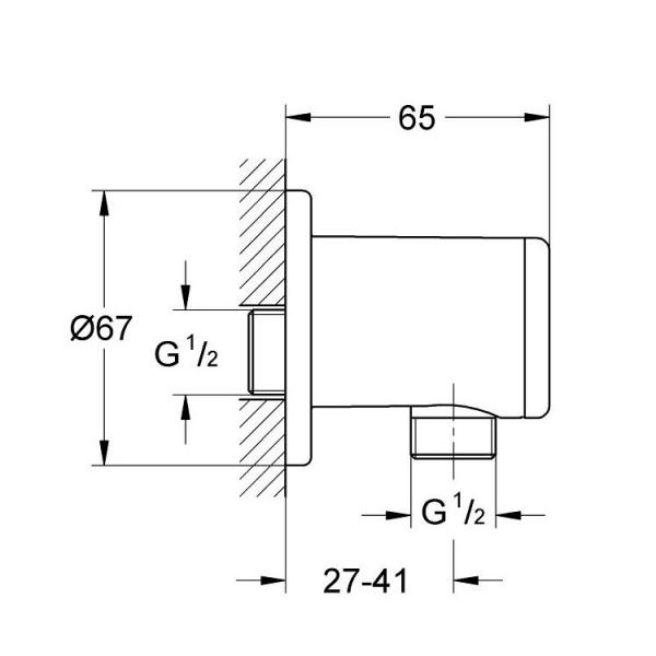 Grohe Vitalio Universal tilslutningsb&oslash;jning til v&aelig;g - Krom