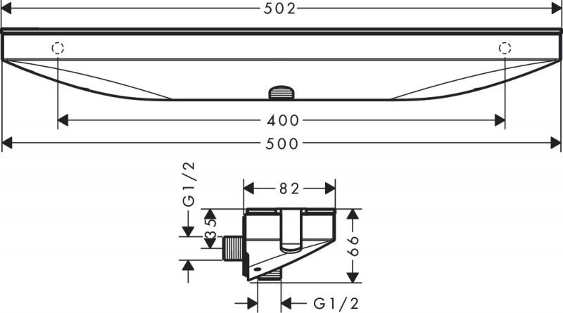 Hansgrohe slangeudtag Porter 500 m/bruserholder og hylde - Krom Hansgrohe slangeudtag Porter 500 m/bruserholder og hylde - Krom