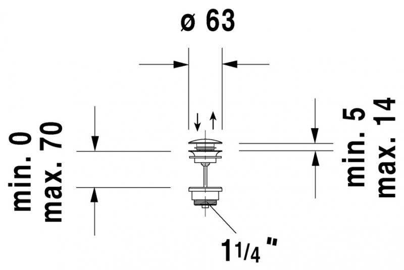 Duravit push-open bundventil - Krom