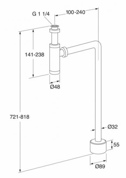 Gustavsberg Round vandl&aring;s til gulvtilslutning - Mat sort