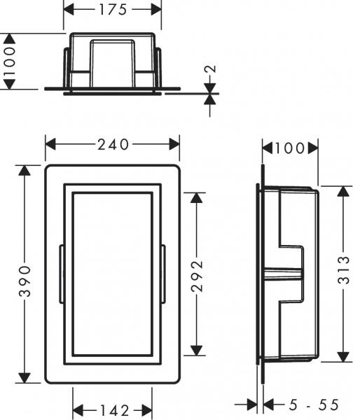 Hansgrohe XtraStoris indbygget hylde med designramme 300x150 - B&oslash;rstet bronze/Mat Hvid