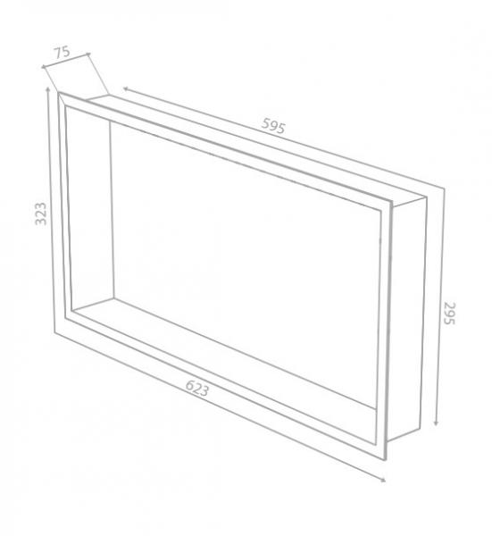 Damixa Zen badev&aelig;relseshylde til indbygning - Rektangul&aelig;r - B&oslash;rstet messing