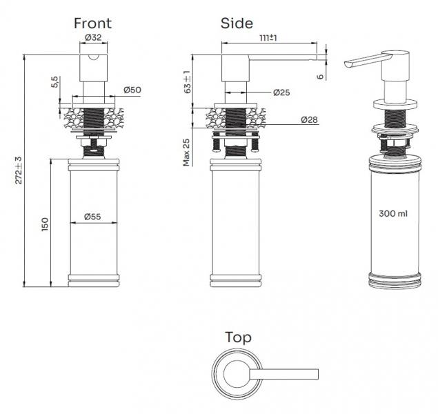 Lavabo s&aelig;bedispenser - Rustfrit st&aring;l