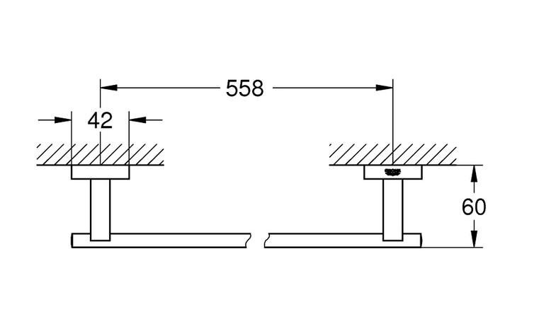 Grohe Essentials Cube h&aring;ndkl&aelig;destang 600 mm - Supersteel