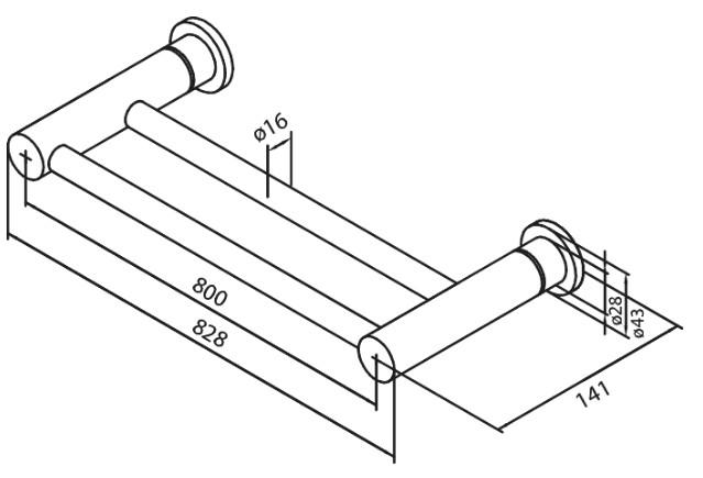 Damixa Silhouet dobbelt håndklædestang - 800 mm - Poleret messing Damixa Silhouet dobbelt håndklædestang - 800 mm - Poleret messing