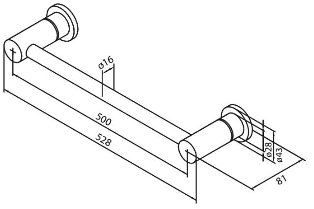 Damixa Silhouet håndklædestang - 500 mm - Børstet grafitgrå Damixa Silhouet håndklædestang - 500 mm - Børstet grafitgrå