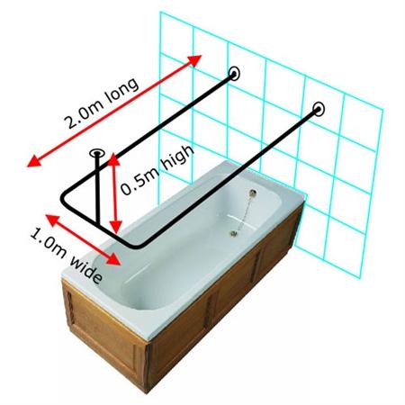 Van Der P Forhængstang 200x100x200cm m.vægflanger/lofttøtte - Rustfrit stål Van Der P Forhængstang 200x100x200cm m.vægflanger/lofttøtte - Rustfrit stål