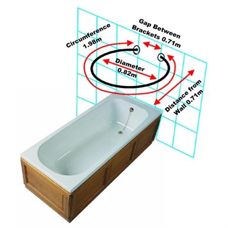 Van Der P Forhængstang Cirkel Ø:82cm m/specialflanger - Rustfri stål Van Der P Forhængstang Cirkel Ø:82cm m/specialflanger - Rustfri stål