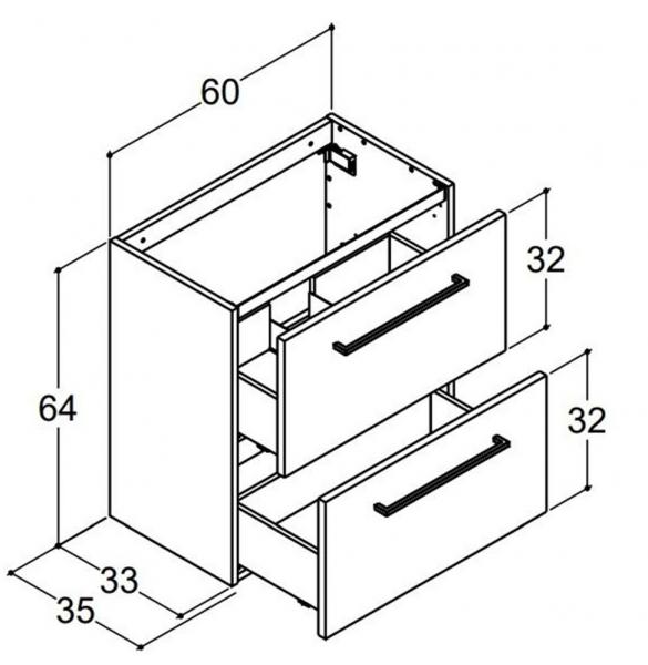 Dansani Mido+ 60 MINI møbelpakke m/Amber vask og 2 skuffer - Varm eg Dansani Mido+ 60 MINI møbelpakke m/Amber vask og 2 skuffer - Varm eg