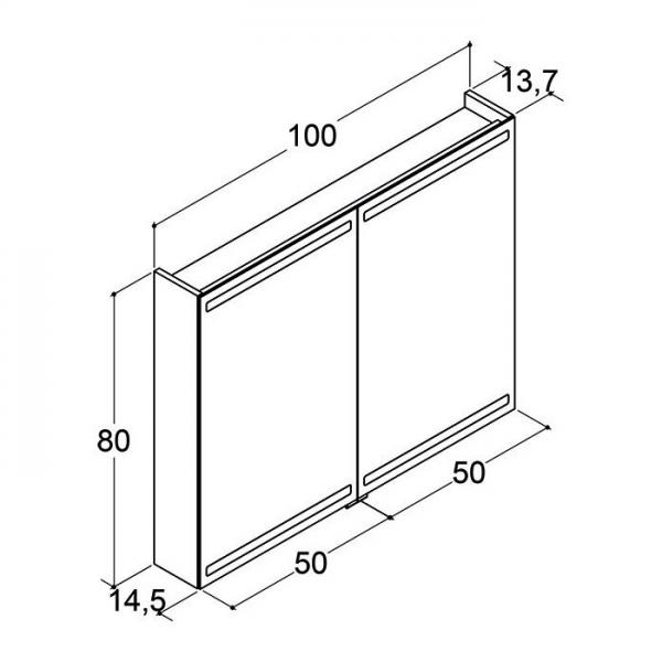 Dansani Level spejlskab 100 m/lys, lysstyring og træbakker - Hvid mat Dansani Level spejlskab 100 m/lys, lysstyring og træbakker - Hvid mat