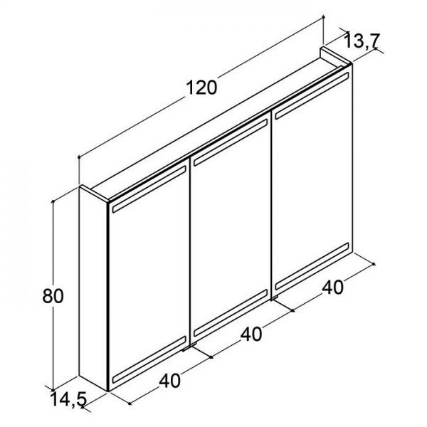 Dansani Level spejlskab 120 m/lys, lysstyring, 3 låger og træbakker - Grå mat Dansani Level spejlskab 120 m/lys, lysstyring, 3 låger og træbakker - Grå mat