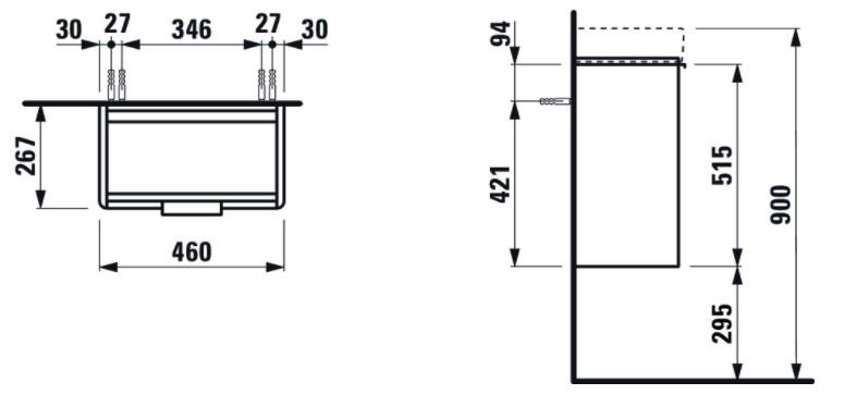 Laufen Base 47 underskab m/l&aring;ge - H&oslash;jreh&aelig;ngt - Hvid mat