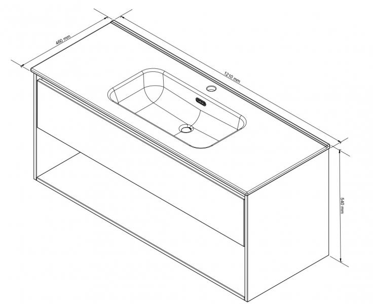Sanibell Proline møbelsæt 120 m/integrerede greb og åben hylde - Cabana eg Sanibell Proline møbelsæt 120 m/integrerede greb og åben hylde - Cabana eg