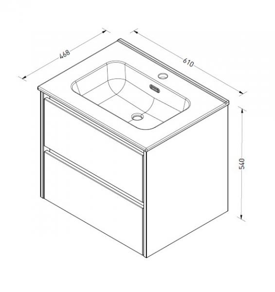 Sanibell Proline 60 møbelsæt m/2 skuffer - Sort eg Sanibell Proline 60 møbelsæt m/2 skuffer - Sort eg
