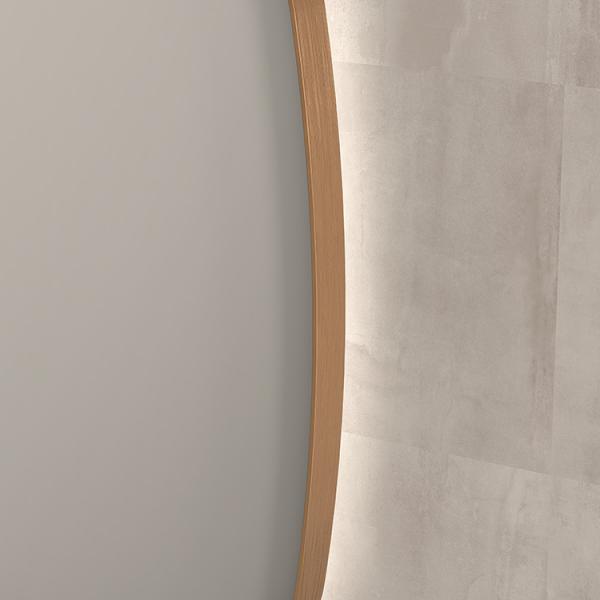 Sanibell Ink SP30 superellipse spejl m/backlight, varme og sensor 120 x 80 cm - B&oslash;rstet kobber