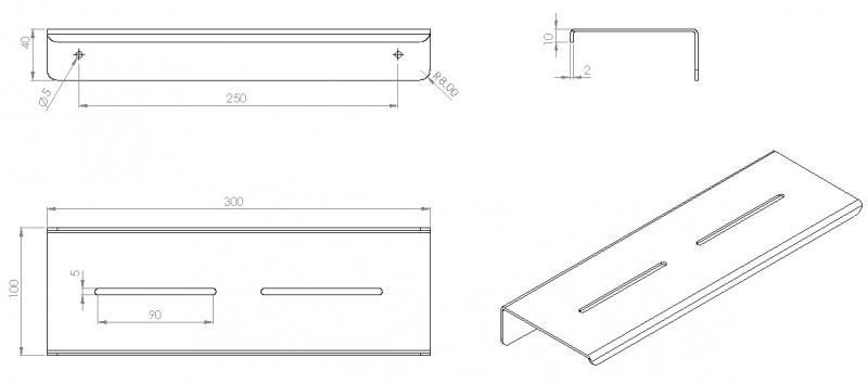 Cass&oslash;e A5 brusehylde, vendbar - Poleret st&aring;l