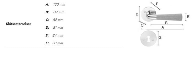 Beslagsboden indend&oslash;rs d&oslash;rgreb inkl n&oslash;gleskilt - Poleret krom/eg