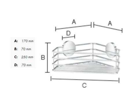 Beslagsboden selvkl&aelig;bende brusekurv til hj&oslash;rne - Mat sort