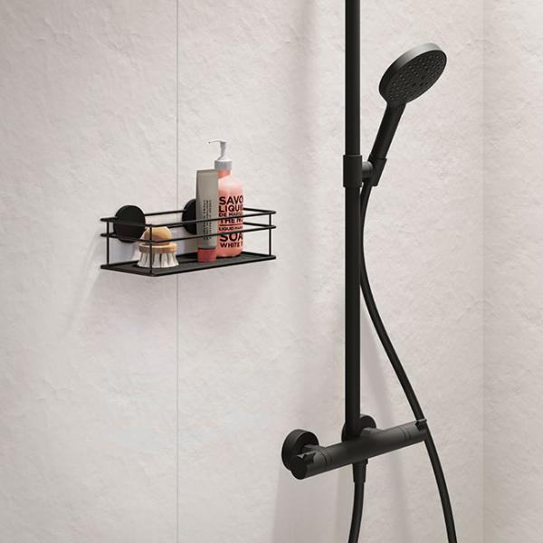 Beslagsboden enkel brusekurv, selvkl&aelig;bende - Mat sort