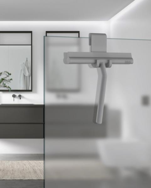 Beslagsboden bruseskaber m/holder - Mat gr&aring; silikone