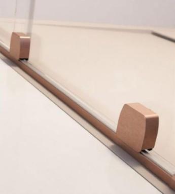 Str&oslash;mberg Faro 12 walk-in brusev&aelig;g m/skyded&oslash;r 800mm - Klart glas/b&oslash;rstet kobber