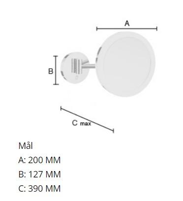 Smedbo Outline kosmetikspejl til v&aelig;g m/LED lys og 5 x forst&oslash;rrelse - Mat sort