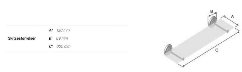 Smedbo Villa badev&aelig;relseshylde i glas - Krom