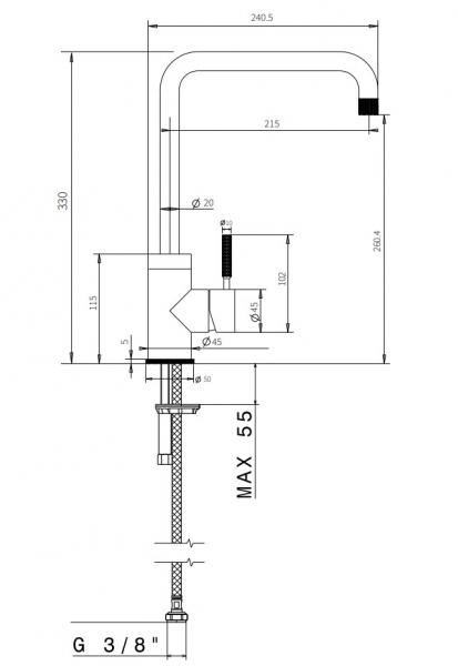 Cass&oslash;e Noba K6 k&oslash;kkenarmatur - B&oslash;rstet messing