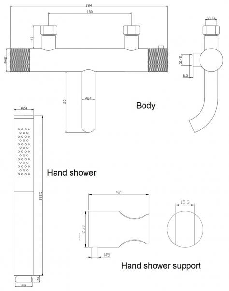 Cassøe komplet badekararmatur m/crystal cut - Børstet stål Cassøe komplet badekararmatur m/crystal cut - Børstet stål