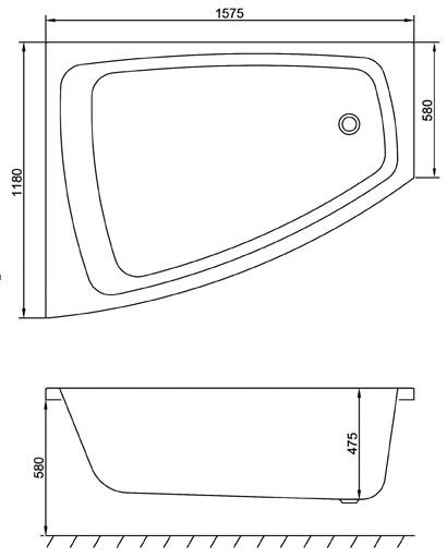 Strømberg Nordum hjørnebadekar - 158 x 118 - Venstre Strømberg Nordum hjørnebadekar - 158 x 118 - Venstre