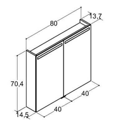Dansani Mido+ Top spejlskab 80 - Mat lysebl&aring;