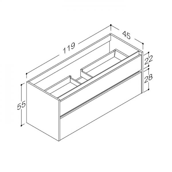 Str&oslash;mberg Lux 120 vaskeskab m/2 skuffer - Cocoa brun