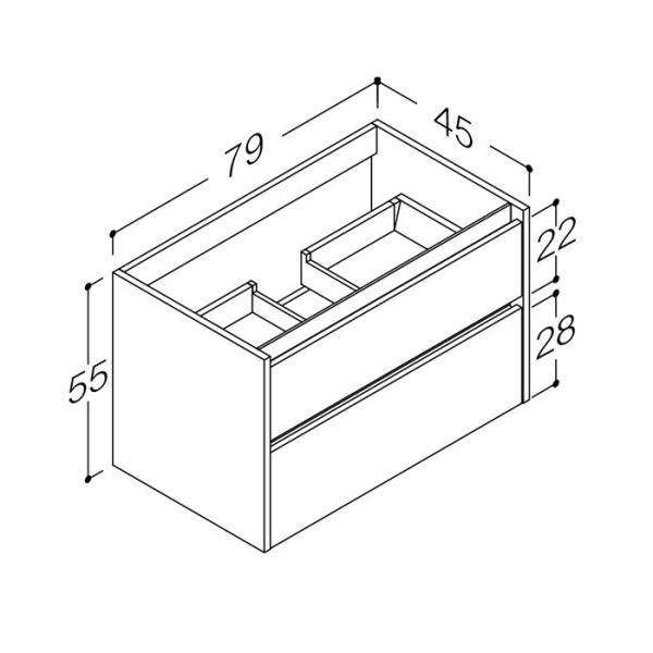 Str&oslash;mberg Lux 80 vaskeskab m/2 skuffer - Cocoa brun