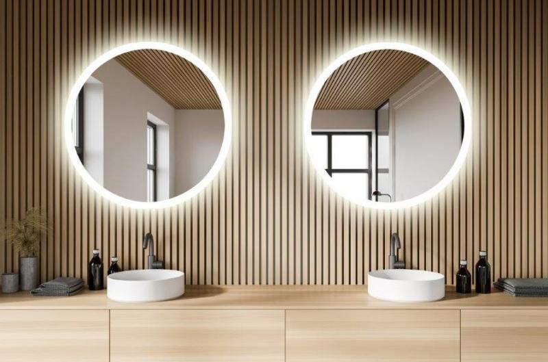 Sandra rundt spejl m/integreret LED lys og backlight - &Oslash;100 cm