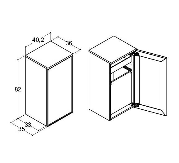 Dansani Luna Urban sideskab m/vasket&oslash;jspose - Venstreh&aelig;ngslet - Brun eg/sort ramme