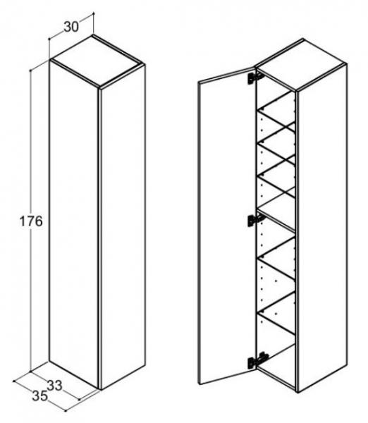 Dansani Luna Urban h&oslash;jskab 30 - Venstreh&aelig;ngslet - Varm eg