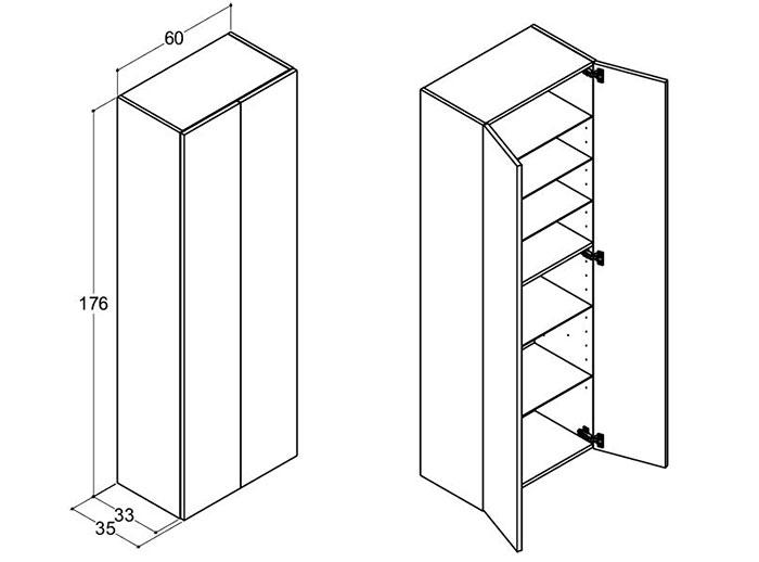 Dansani Luna Urban 60 dobbelt h&oslash;jskab A m/l&aring;ger - Natur eg